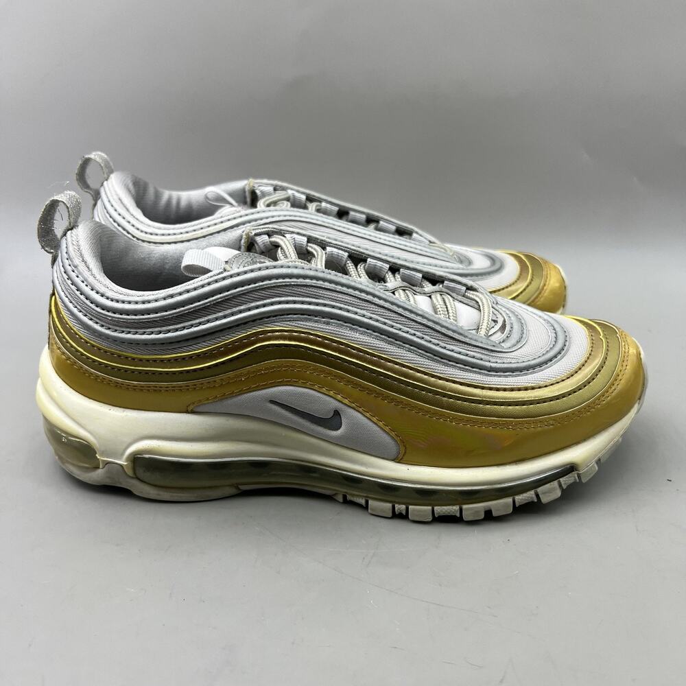 Nike Air Max 97 LX Running Shoes Women Size 7 Gold Silver Comfort Low Sneakers